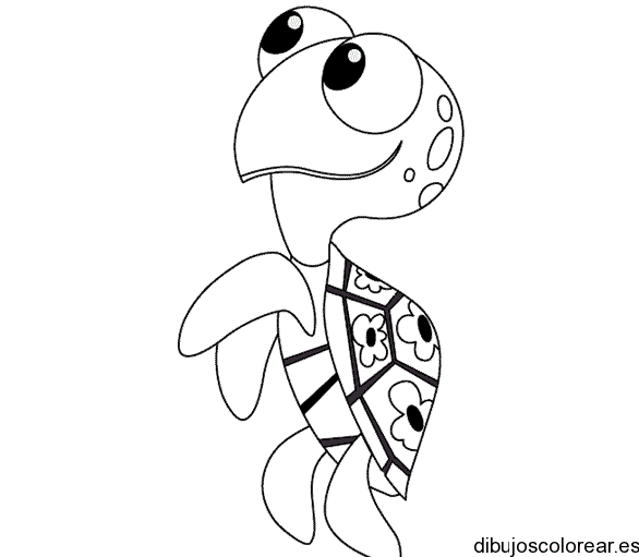 Dibujo de una feliz tortuga para colorear