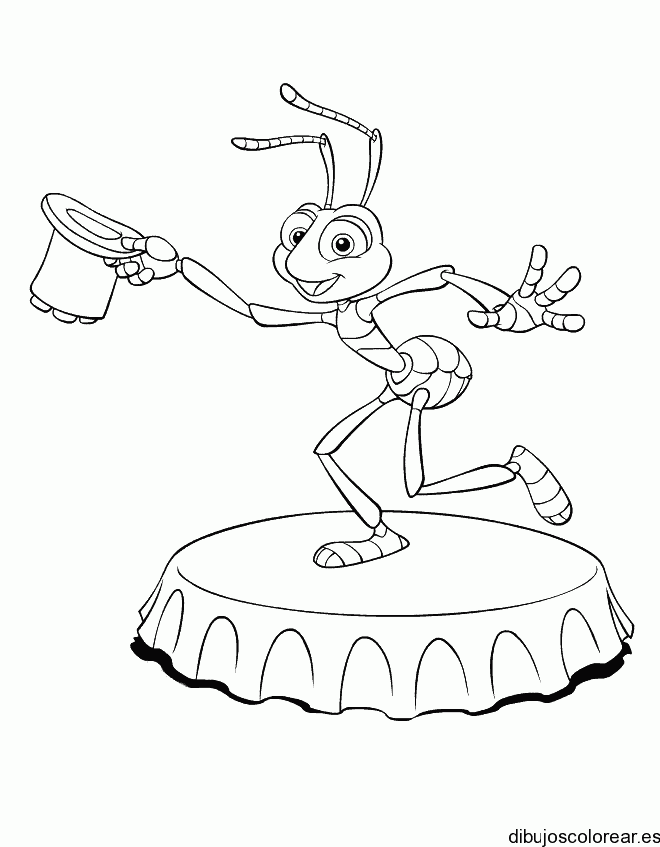 Dibujo de una hormiga actuando para colorear