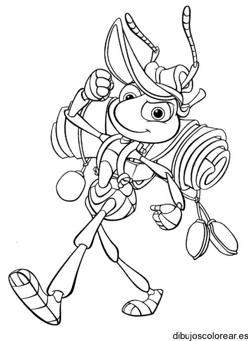 Dibujo de una hormiga de viaje para colorear