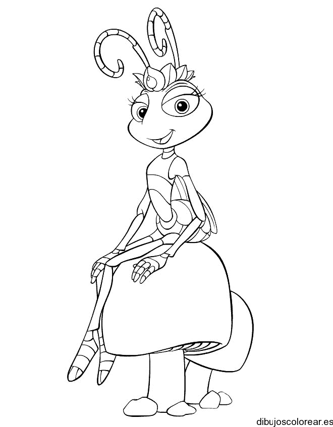 Dibujo de una hormiga en un hongo para colorear