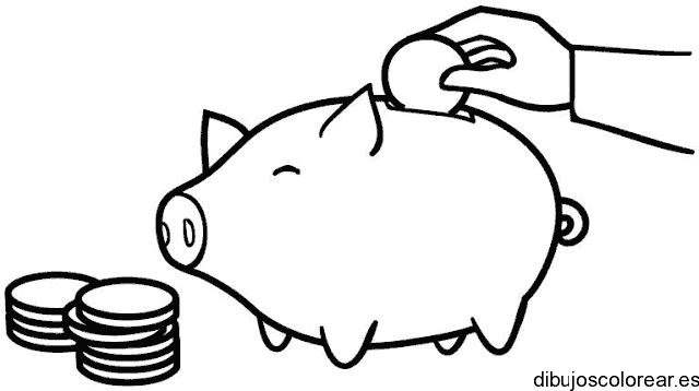 Dibujo de una hucha en forma de cerdo para colorear