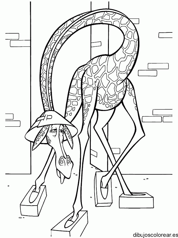 Dibujo de una jirafa asustada para colorear
