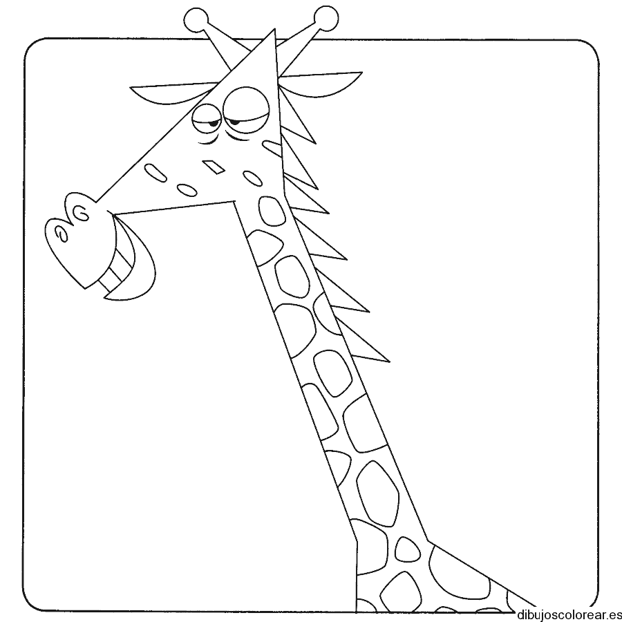 Dibujo de una jirafa sonriendo para colorear