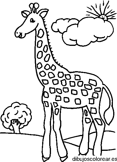 Dibujo de una jirafa y el sol para colorear