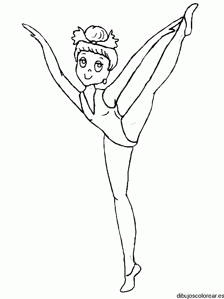 Dibujo de una joven bailarina atlética para colorear