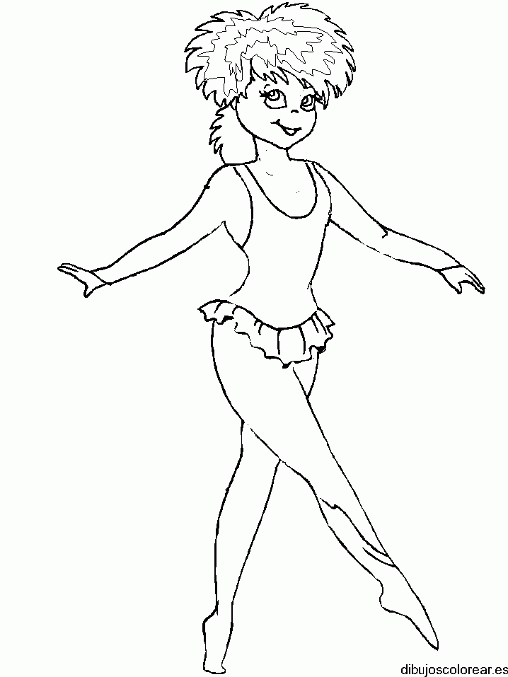 Dibujo de una joven niña bailarina para colorear
