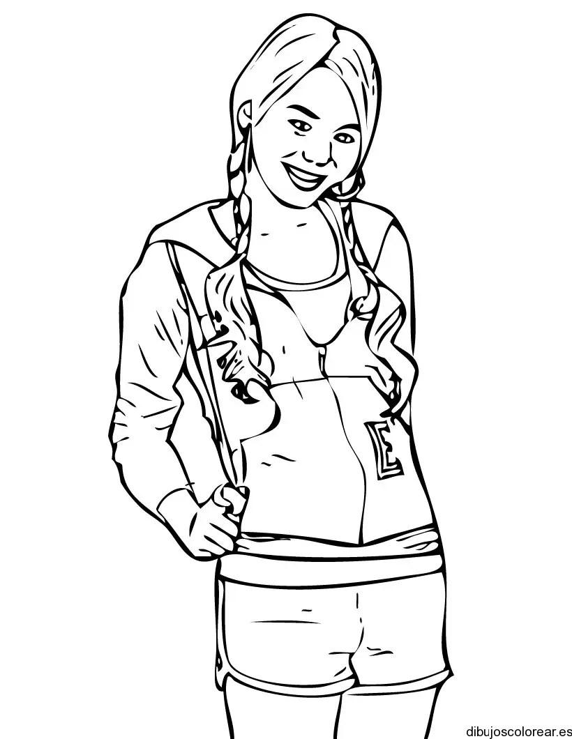 Dibujo de una joven niña para colorear