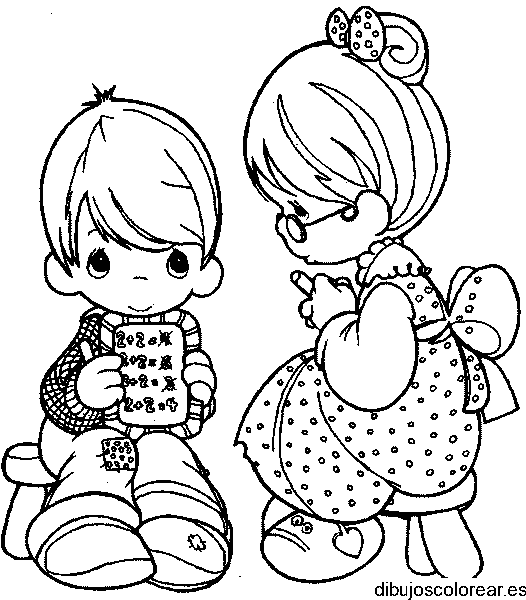 Dibujo de una maestra y un alumno para colorear
