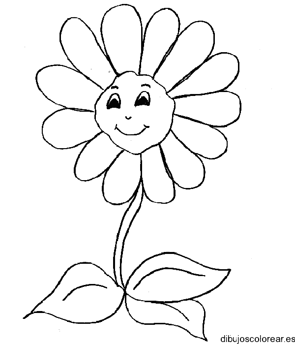 Dibujo de una margarita con sonrisa para colorear