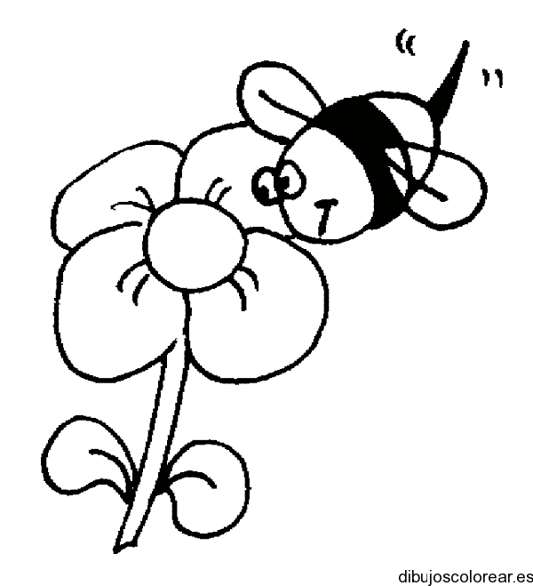 Dibujo de una margarita y una abeja para colorear
