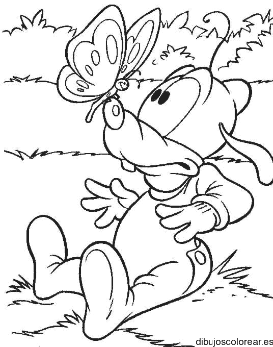Dibujo de una mariposa y un bebé para colorear