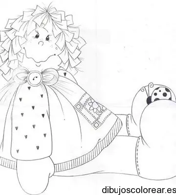 Dibujo de una muñeca de trapo enfadada para colorear