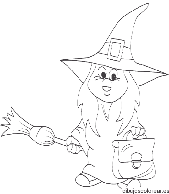 Dibujo de una niña bruja para colorear