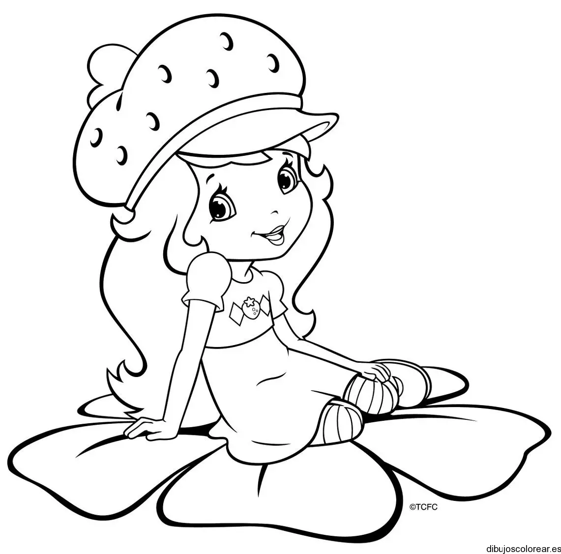 Dibujo de una niña con boina para colorear