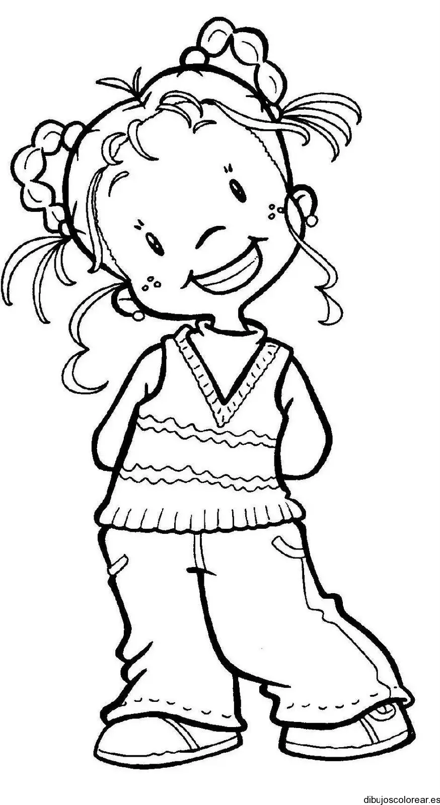 Dibujo de una niña con chaleco para colorear