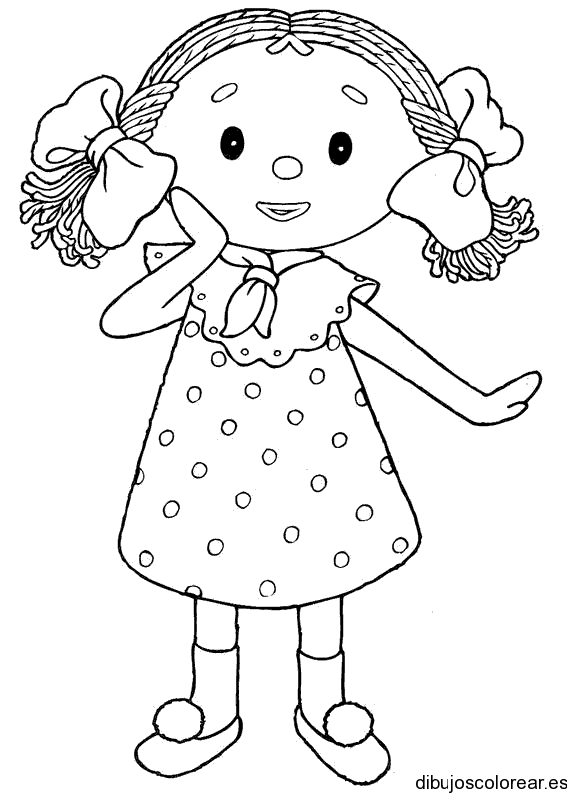 Dibujo de una niña con coletas para colorear
