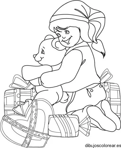 Dibujo de una niña con globos para colorear