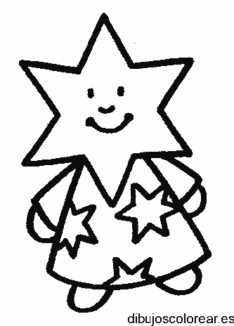 Dibujo de una niña con rostro de estrella para colorear