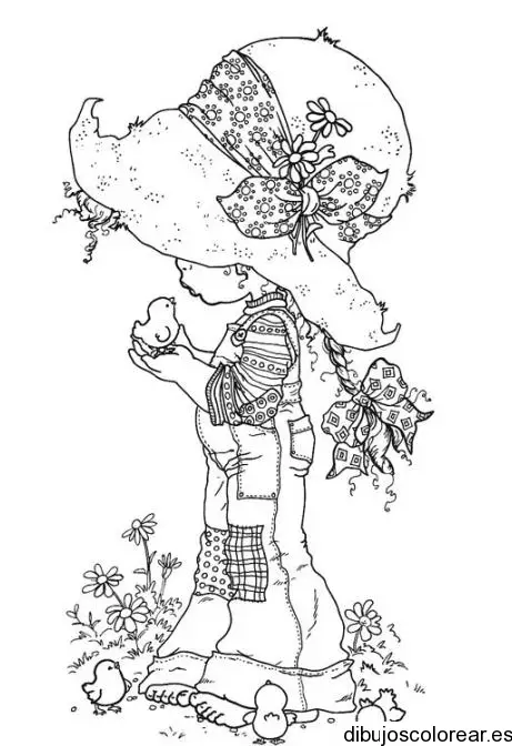 Dibujo de una niña con sombrero para colorear