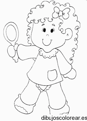 Dibujo de una niña con un espejo para colorear