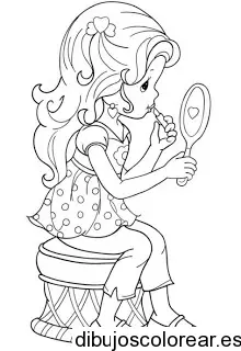 Dibujo de una niña con un labial para colorear