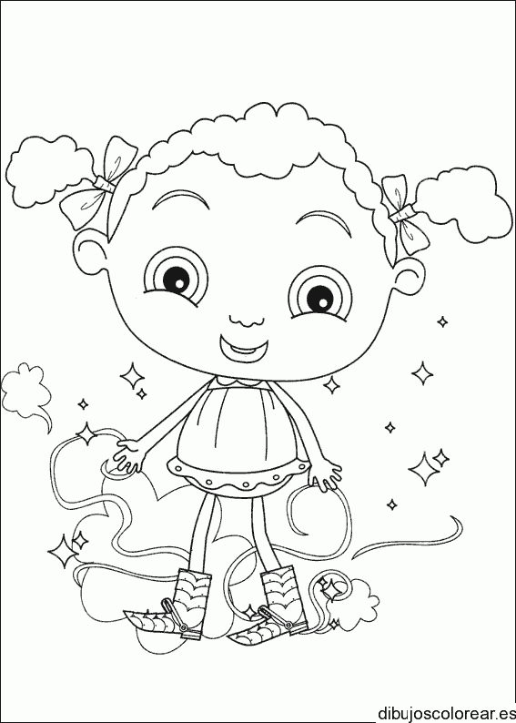 Dibujo de una niña con un lazo para colorear