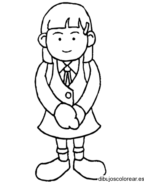 Dibujo de una niña con uniforme escolar para colorear