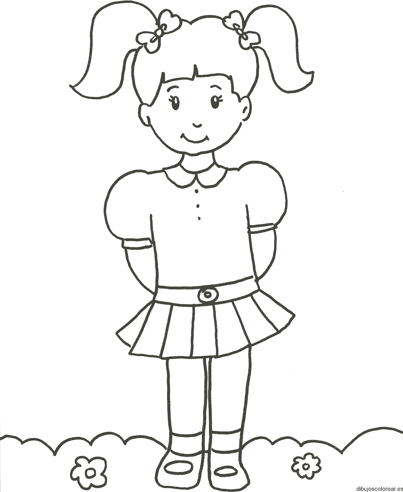 Dibujo de una niña con uniforme para colorear