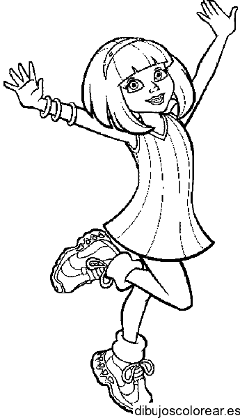 Dibujo de una niña con zapatillas deportivas para colorear