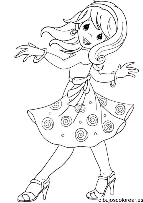 Dibujo de una niña danzando para colorear