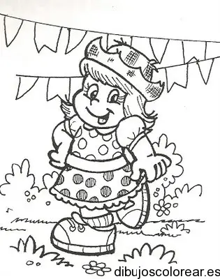 Dibujo de una niña de fiesta para colorear