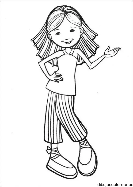 Dibujo de una niña de pelo corto para colorear