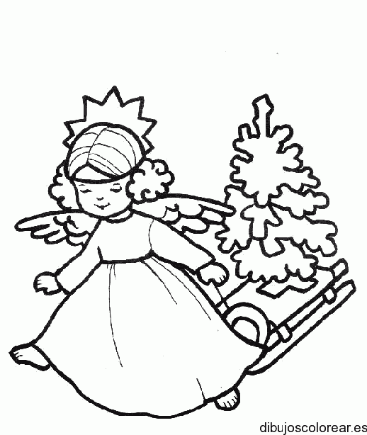 Dibujo de una niña disfrazada de ángel para colorear