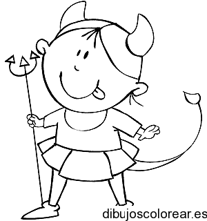 Dibujo de una niña disfrazada para colorear
