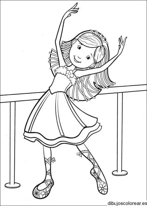 Dibujo de una niña en ballet para colorear