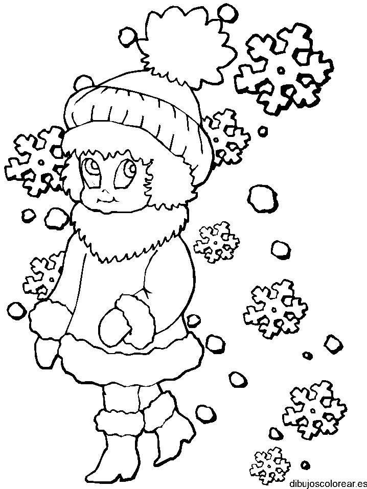 Dibujo de una niña en navidad para colorear