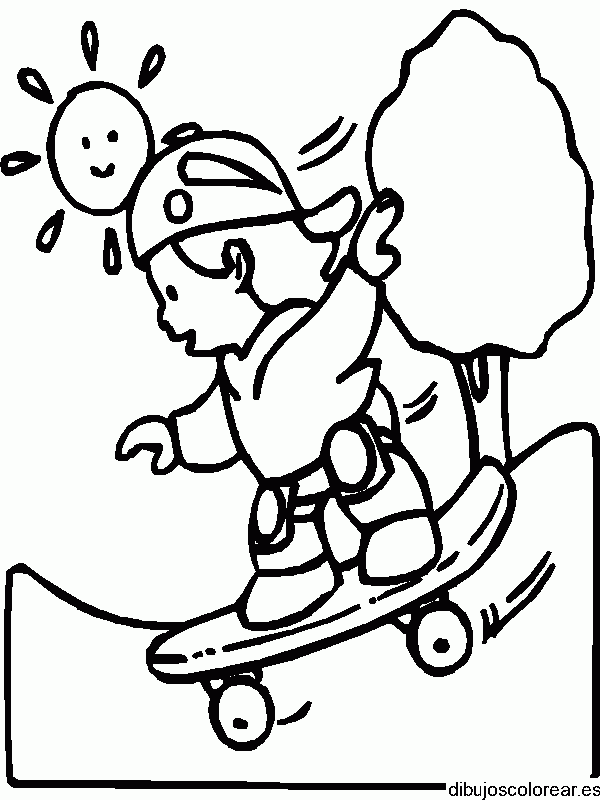 Dibujo de una niña en patineta para colorear