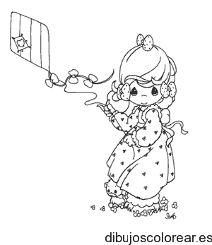 Dibujo de una niña en primavera para colorear