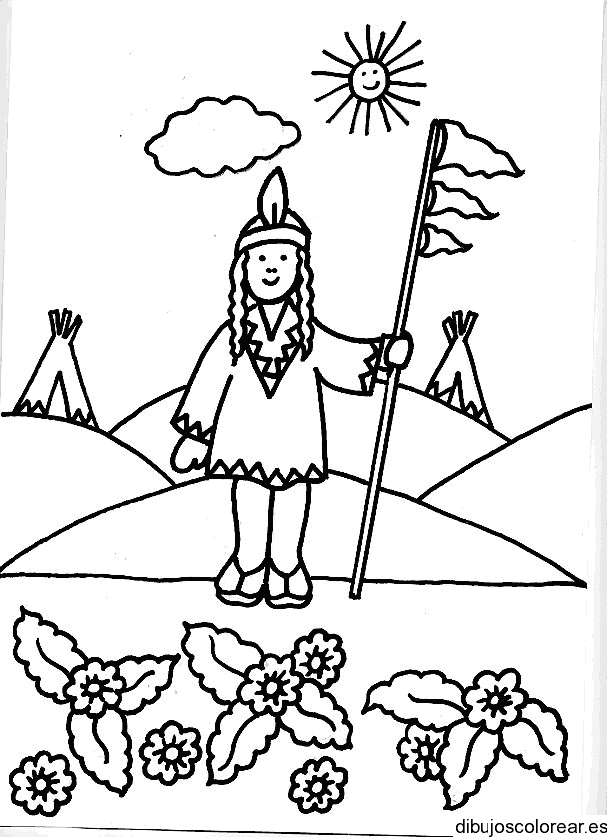 Dibujo de una niña en una reservación para colorear