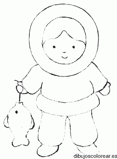 Dibujo de una niña esquimal para colorear