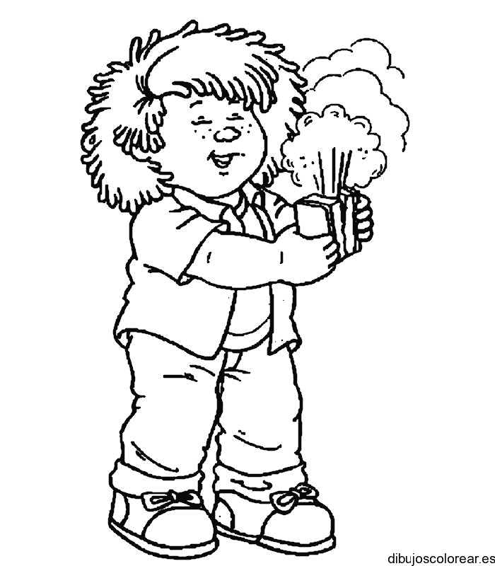 Dibujo de una niña jugando broma para colorear
