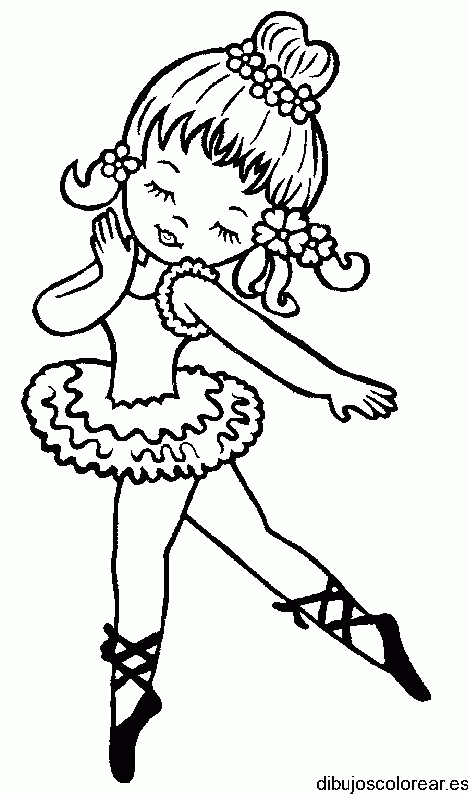 Dibujo de una niña practicando ballet para colorear