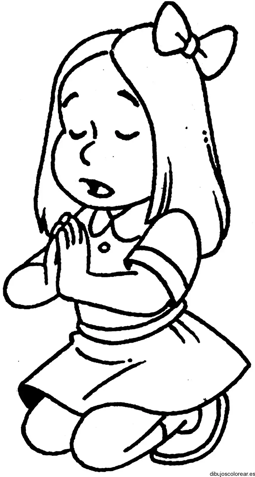 Dibujo de una niña rezando para colorear