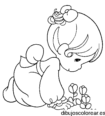 Dibujo de una niña sobre el pasto para colorear