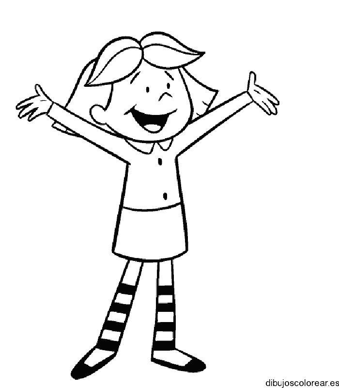 Dibujo de una niña sonriendo para colorear