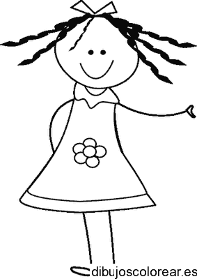 Dibujo de una niña sonriente con un lazo para colorear