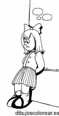 Dibujo de una niña triste para colorear