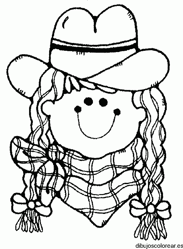 Dibujo de una niña vaquera para colorear