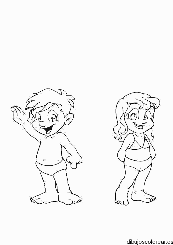 Dibujo de una pareja de niños para colorear