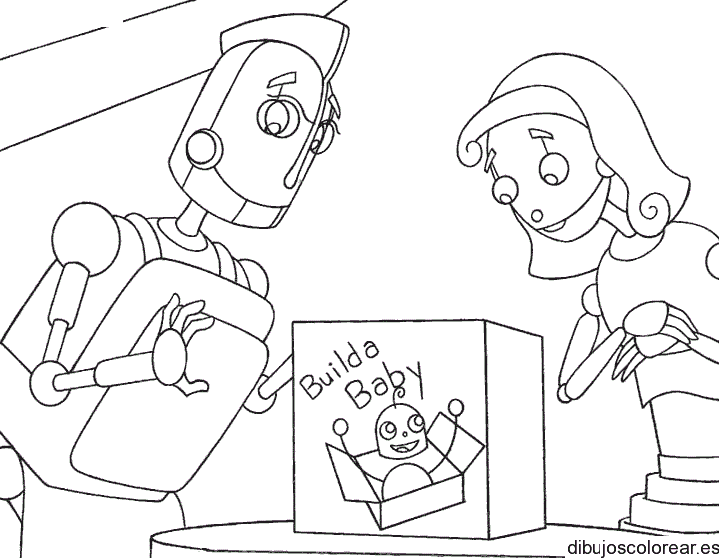 Dibujo de una pareja de robots para colorear
